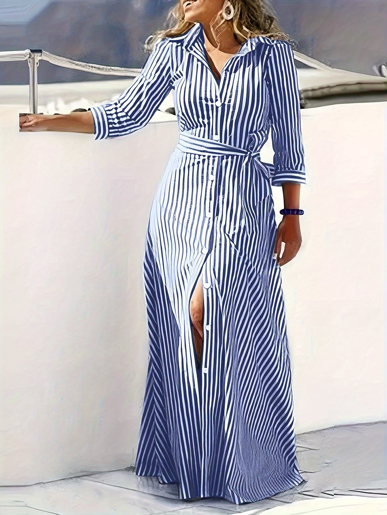 Casual Elegant Women's Striped Print Dress